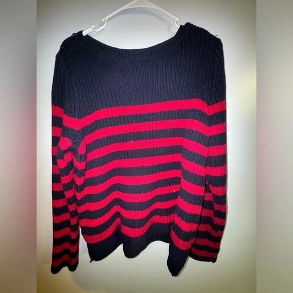 Croft & Barrow women’s stripped Blue and red ribbed Sweater‎ large winter warm - Picture 1 of 4